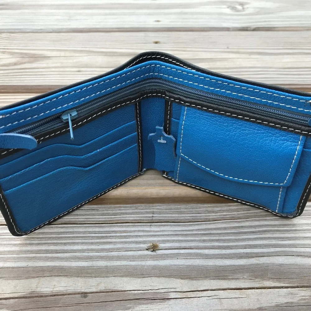 Supreme Leather Wallet Blue/Black Men Card Holder